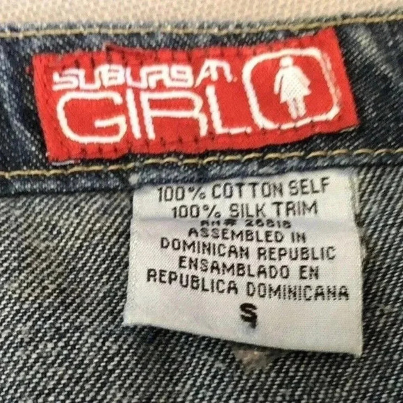 SUBURBAN GIRL Women Blue Denim Red Trim Cotton Straight Mid Calf Skirt Sz Small - Picture 10 of 11